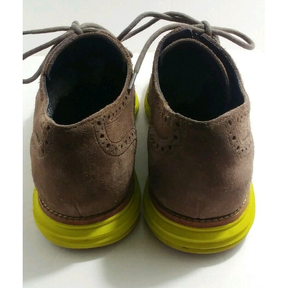 COLE HAAN Men\'s Lunargrand Wing Tip Oxford Brown Suede Shoes - Size 10M main image 4